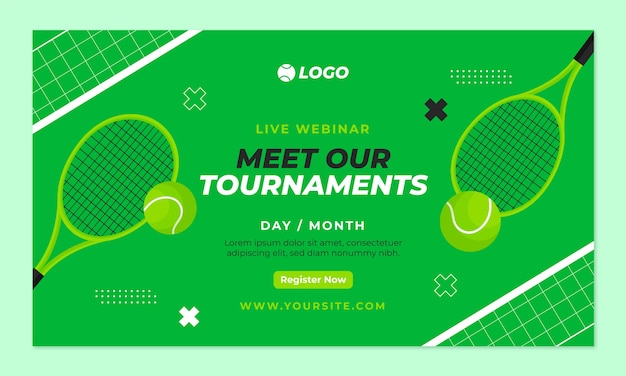 Vettore gratuito modello di webinar orizzontale sul gioco del tennis