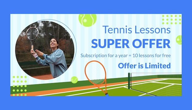 Free vector tennis sport and activity horizontal sale banner template