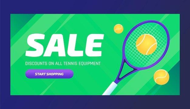 Modello di banner di vendita orizzontale per sport e attività di tennis