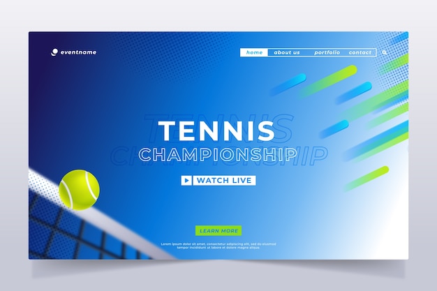 Tennis sport and activity landing page template