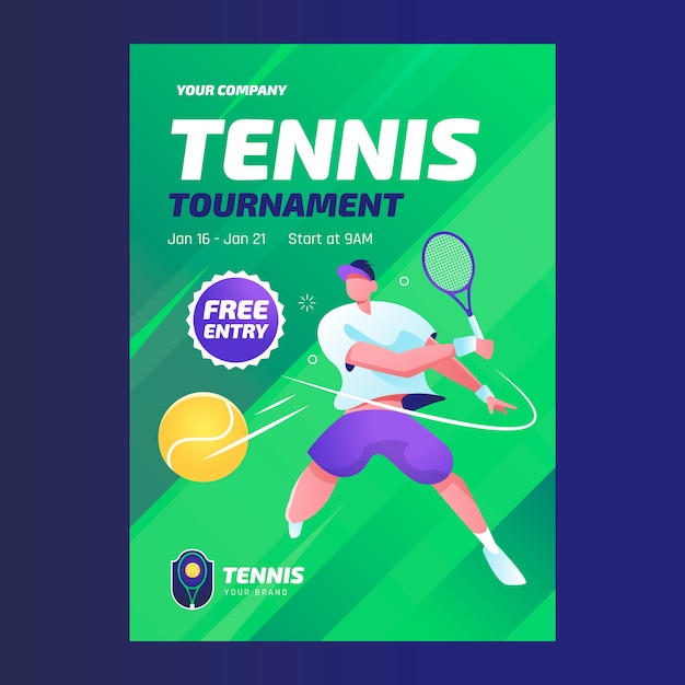 Free vector tennis sport and activity vertical poster template template
