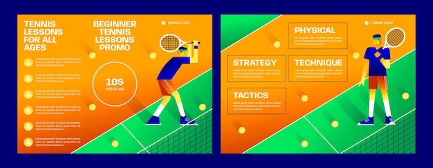 Бесплатное векторное изображение Шаблон бизнес-брошюры по теннису, спорту и активности