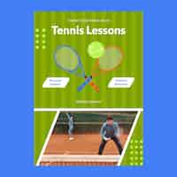 Бесплатное векторное изображение Теннисный спорт и активный вертикальный шаблон шаблона плаката