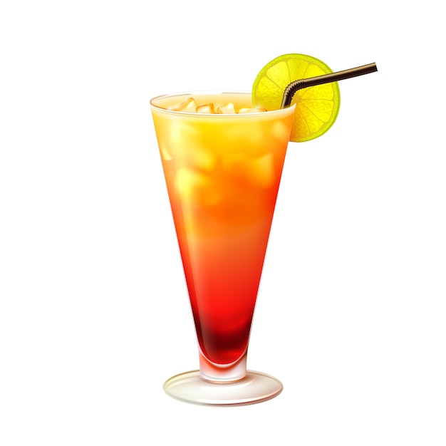 Free Vector | Tequila sunrise cocktail realistic