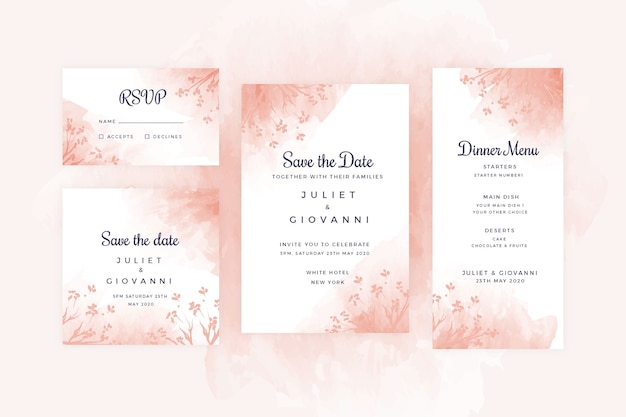 Free vector terracotta wedding stationery set