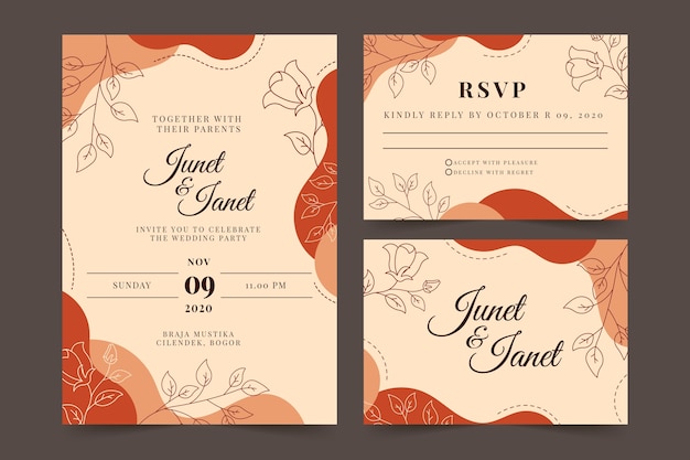 Free vector terracotta wedding stationery template