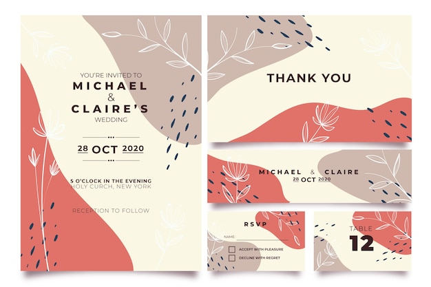 Free vector terracotta wedding stationery