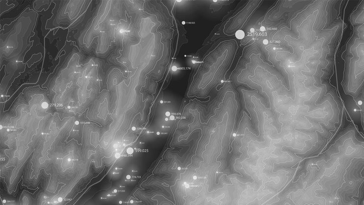 Free Vector terrain big data visualization futuristic map infographic complex topographical data graphic visualization abstract data on elevation graph monochrome geographical data image