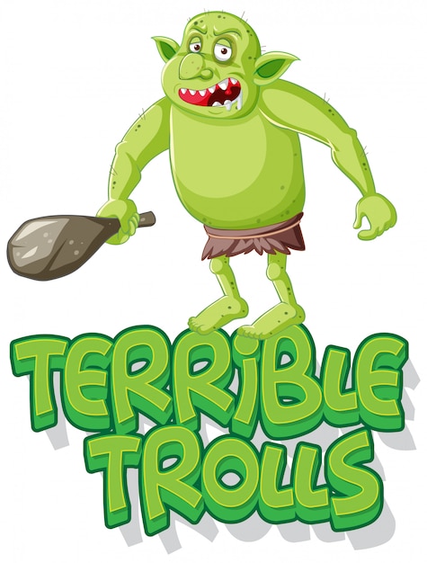 Logo di troll terribile su sfondo bianco