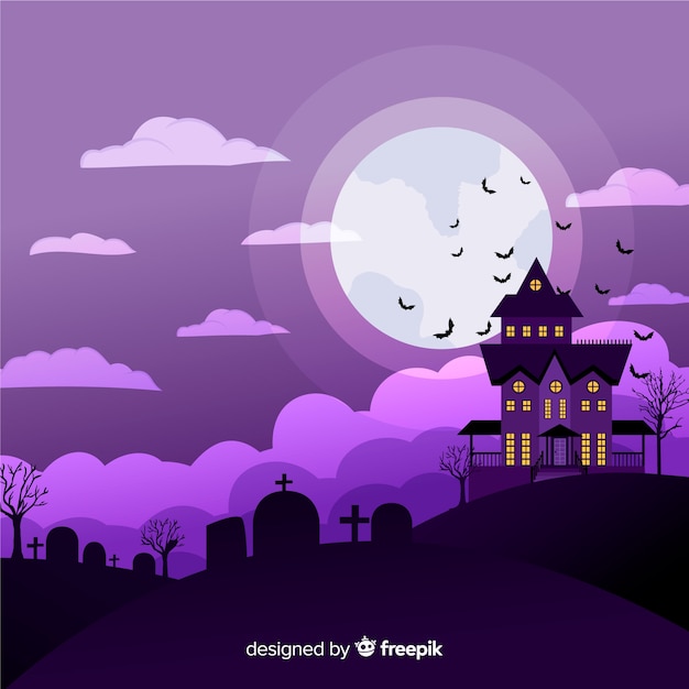 フラットデザインの素晴らしいハロウィーンの背景