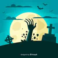 Vettore gratuito fantastico sfondo di halloween con design piatto