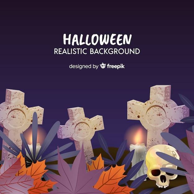 Vettore gratuito fantastico sfondo di halloween con un design realistico