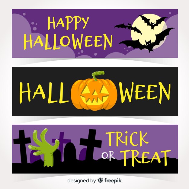 Terrific halloween banners with flat design