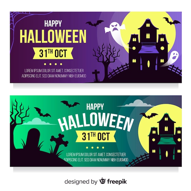 Fantastici banner di halloween con design piatto