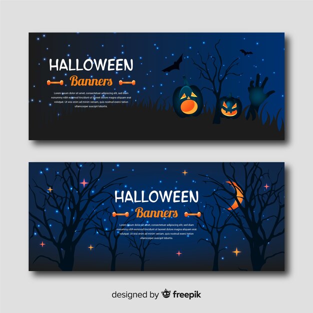 Terrific halloween banners with realistic design