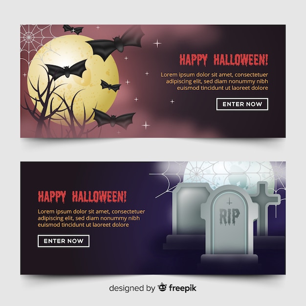 Fantastici banner di halloween con un design realistico