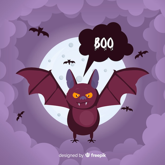 Free vector terrific halloween bat with flat design