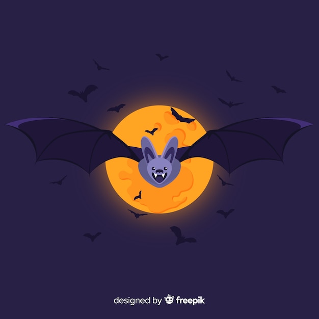 Vettore gratuito fantastico pipistrello di halloween con design piatto