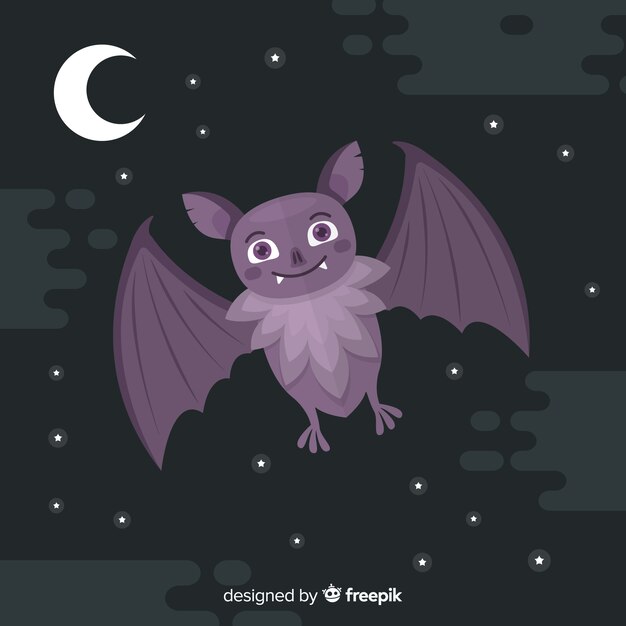 Vettore gratuito fantastico pipistrello di halloween con design piatto