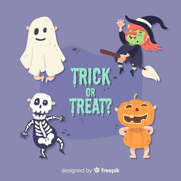 Terrific halloween character collection with flat design