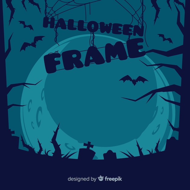 Vettore gratuito fantastica cornice di halloween con design piatto