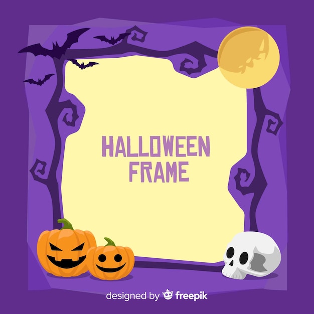 Terrific halloween frame with flat design