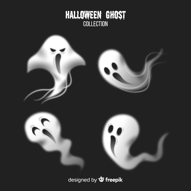 Free vector terrific halloween ghost collection with realistic design