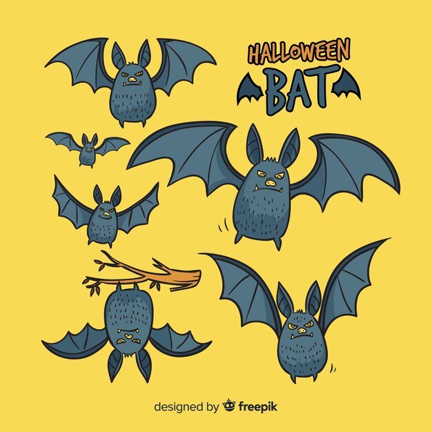Free Vector terrific hand drawn halloween bats