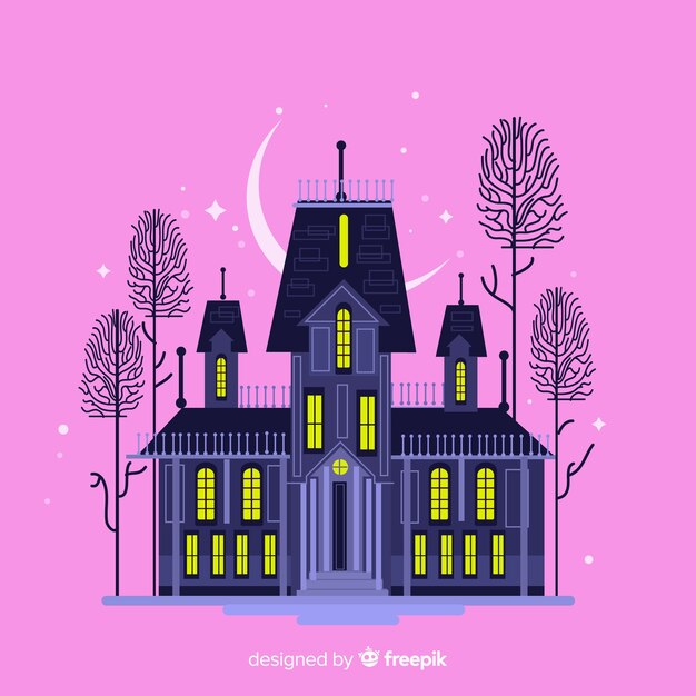 Terrific haunted house with flat design