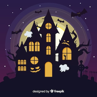 Terrific haunted house with flat design