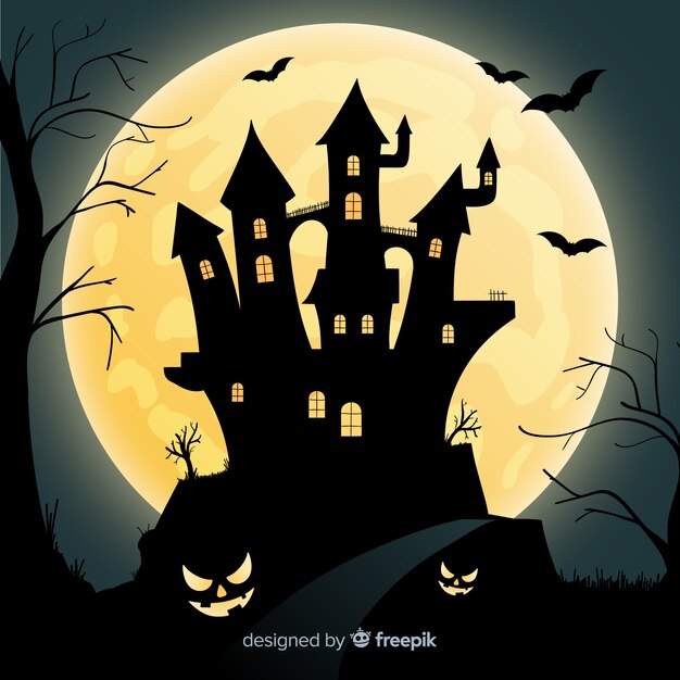 Terrific haunted house with flat design