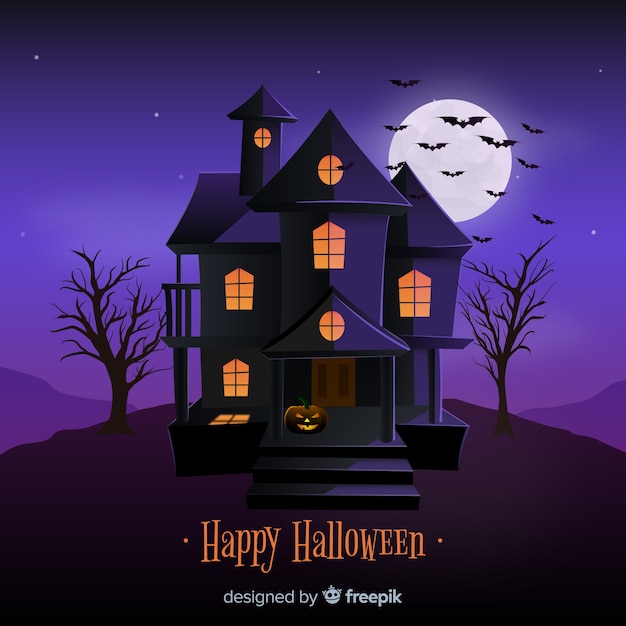 Terrific haunted house with flat design