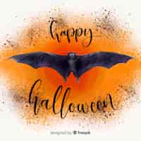 Vettore gratuito pipistrello halloween terrificante acquerello