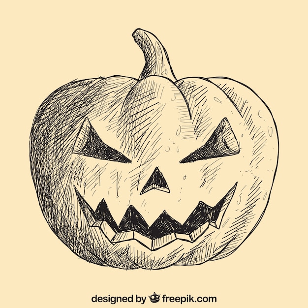 Terrified hand drawn pumpkin