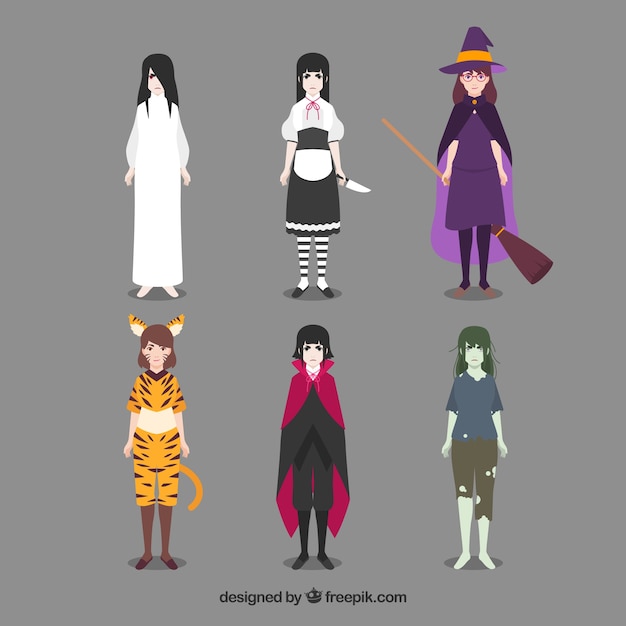 Free vector terrifying halloween costumes