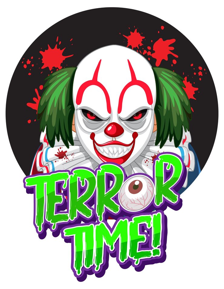 Free Vector terror time text design with creepy clown