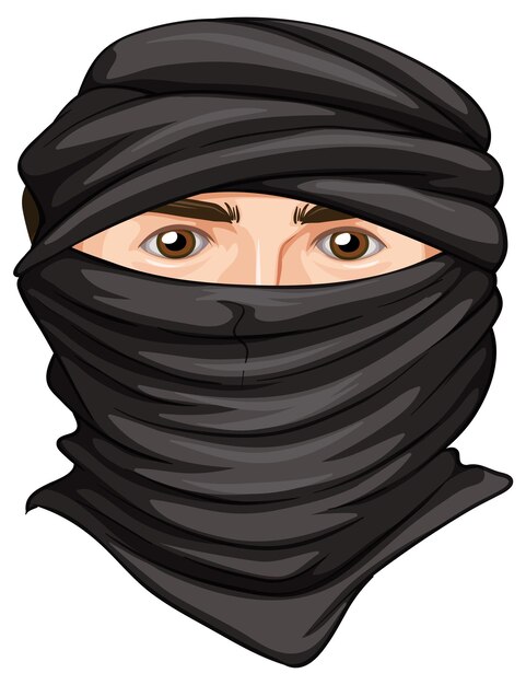 Terrorist face covered with black cloth