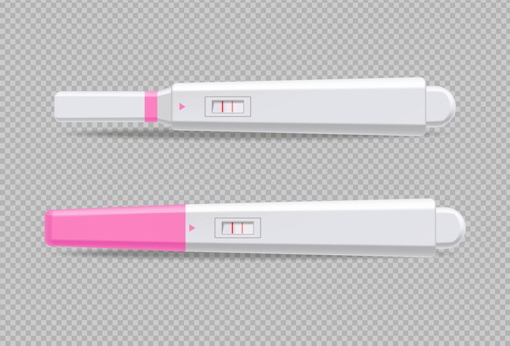 Free Vector test kit realistic isolated. pregnancy or disease evaluation positive or negative.