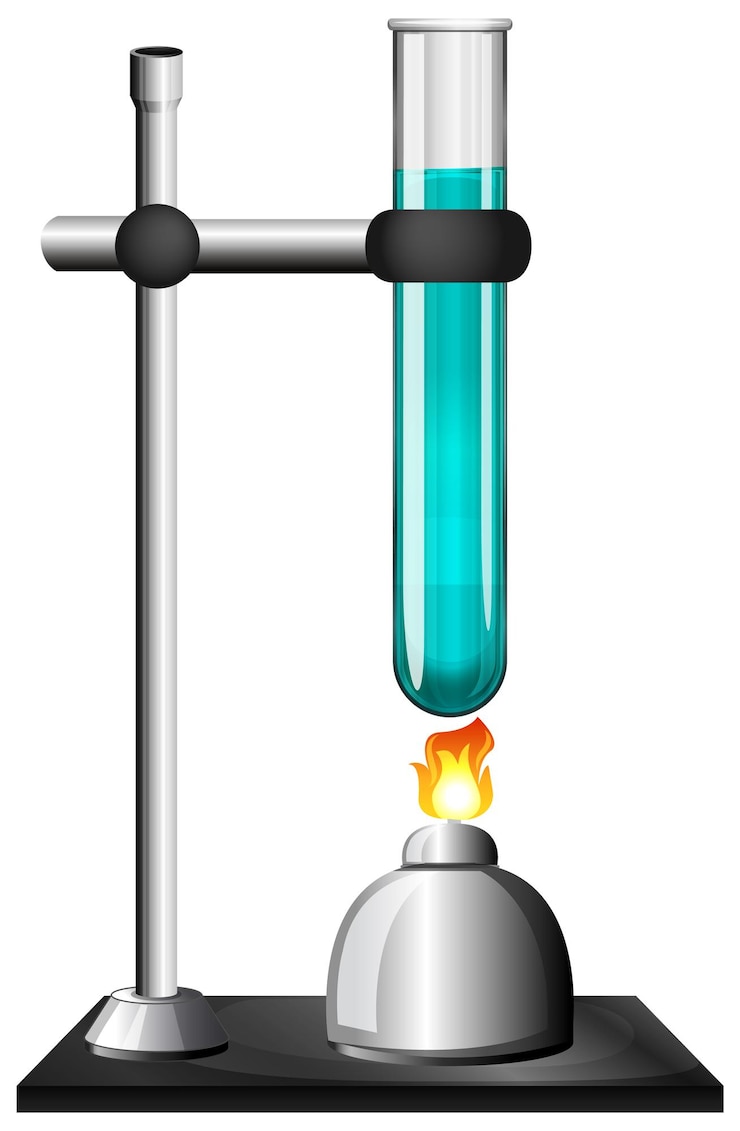 Free Vector test tube with liquid inside on ring stand