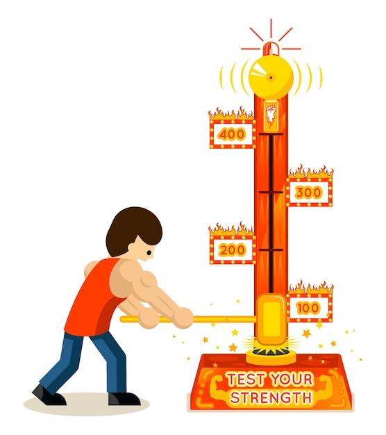 Бесплатное векторное изображение Проверьте свои силы. максимум попаданий силач, победа и притяжение.