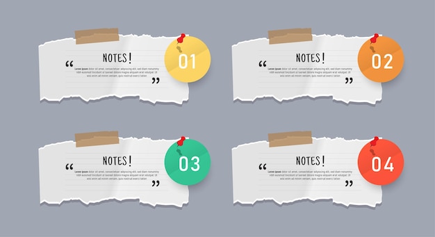 Text box design with note papers