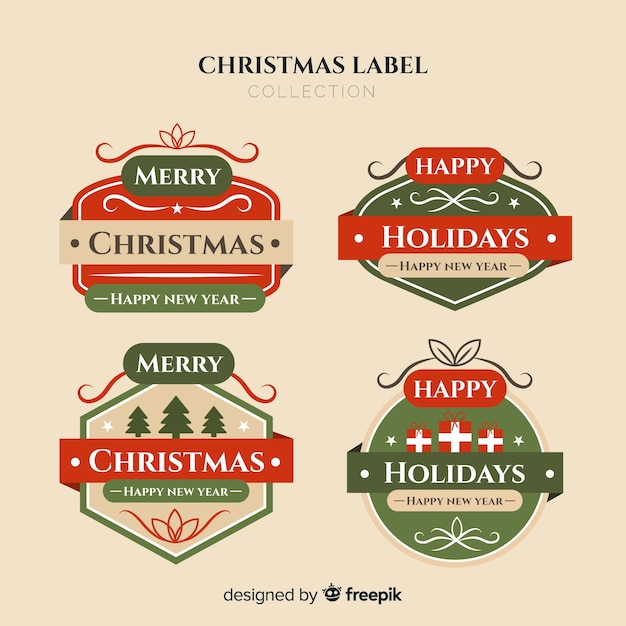 Free vector text christmas label pack