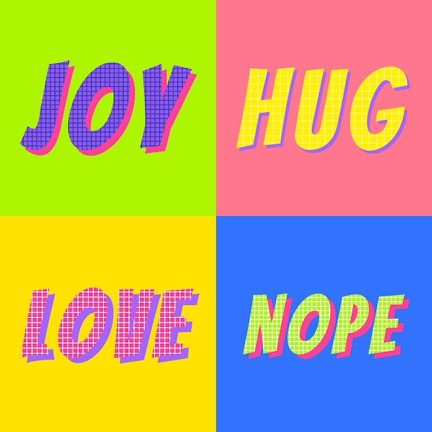 Free vector text collection funky color vector