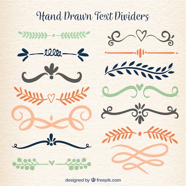 Free vector text dividers collection in hand drawn style