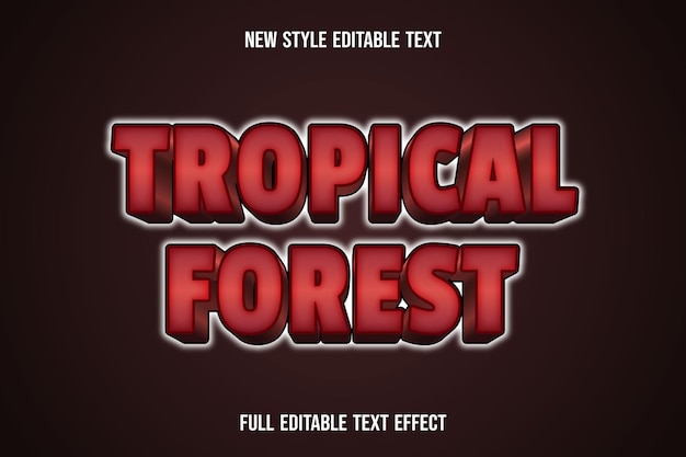 Text effect 3d tropical forest color red and white