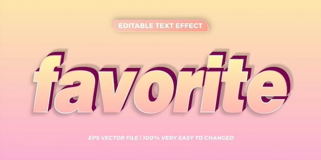 Текстовый эффект в пастельных тонах любимые слова текстовый эффект тема редактируемая ретро концепция Premium векторы