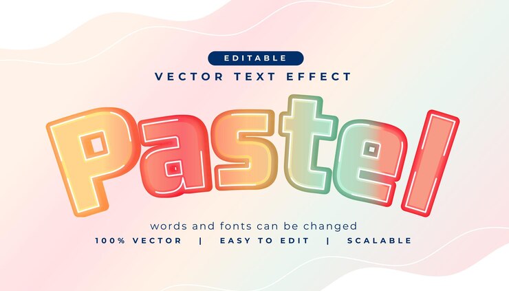 Free Vector text effect style pastel editable lettering