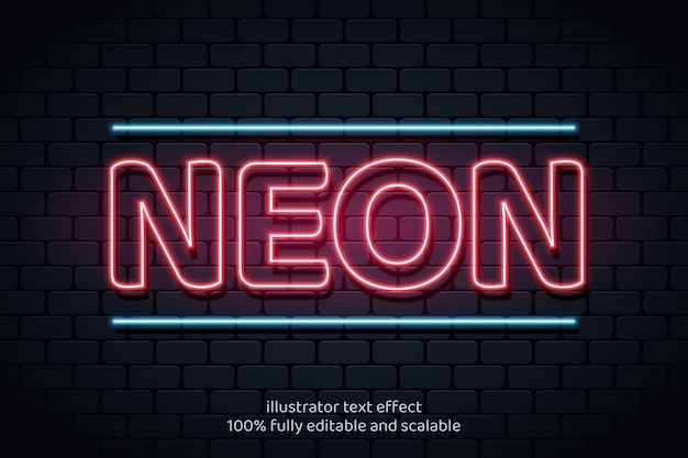 Text effect with realistic neon style