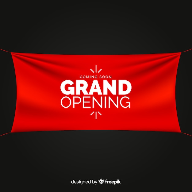 Textile realistic sign grand opening