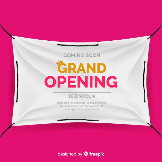 Free vector textile realistic sign grand opening